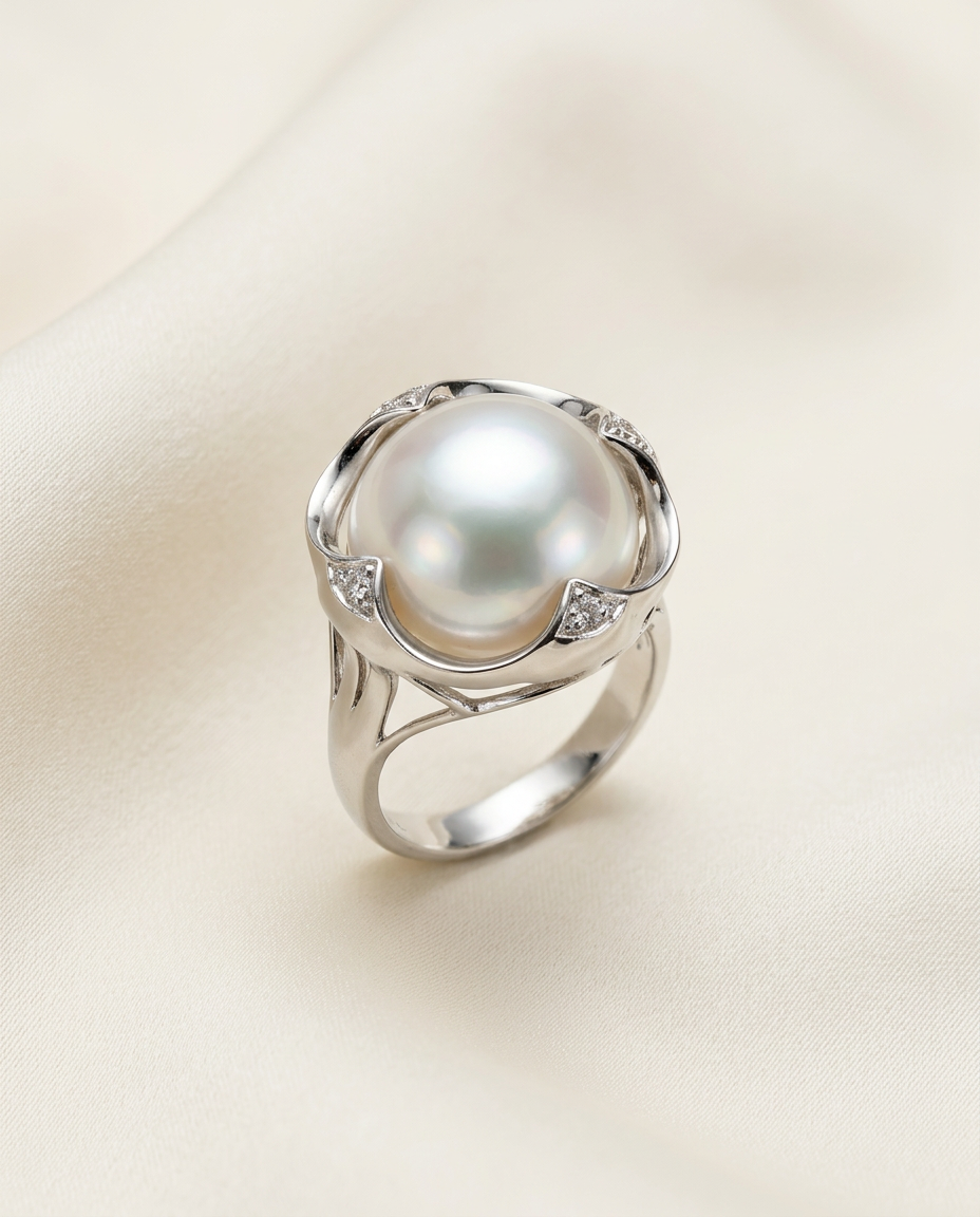 Nymphée · White Gold Mabé Ring