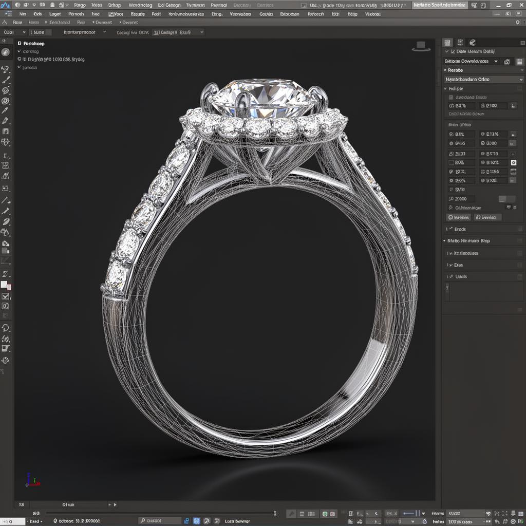 3D CAD rendering of a custom diamond engagement ring
