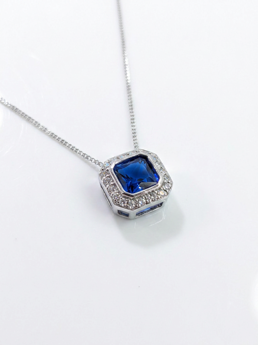Sapphire Halo · Princess-Cut Blue CZ