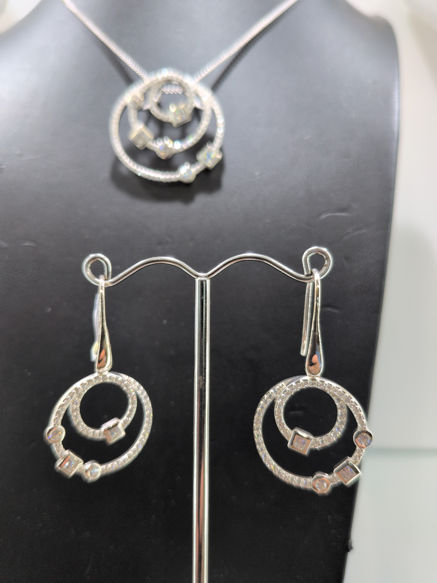 Orbit · CZ Pendant & Earrings Set